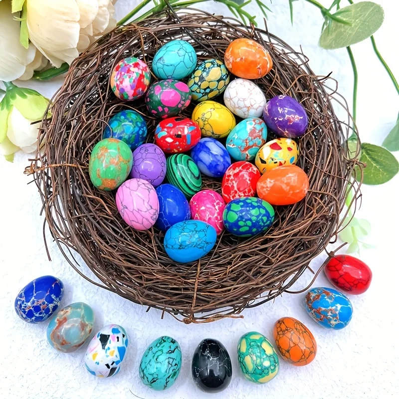 3/5 قطعة البيض شفاء كريستال حجر الأحجار الكريمة الطبيعية شقرا اليوغا الريكي الطاقة الكوارتز المعدنية عينة هدايا عيد الفصح ديكور المنزل #1