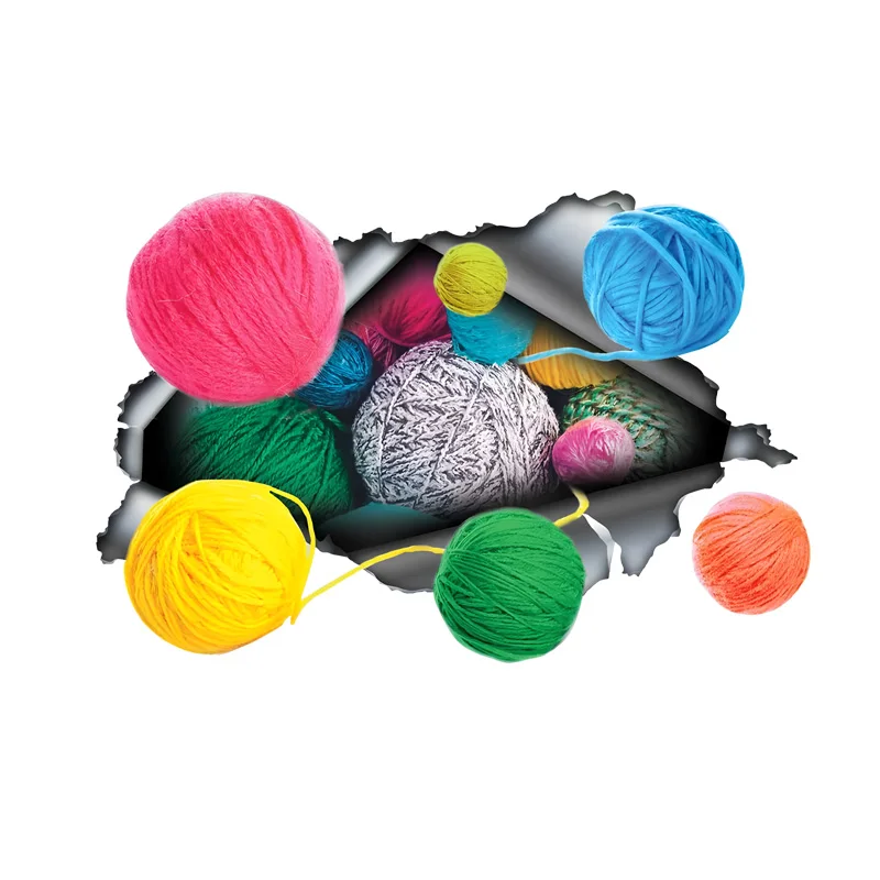 

DK375# Colorful Wool Ball Car Decals, Weather-Resistant Vinyl Stickers for Windows, Bumper Crafts - PVC Material Vehicle Decals