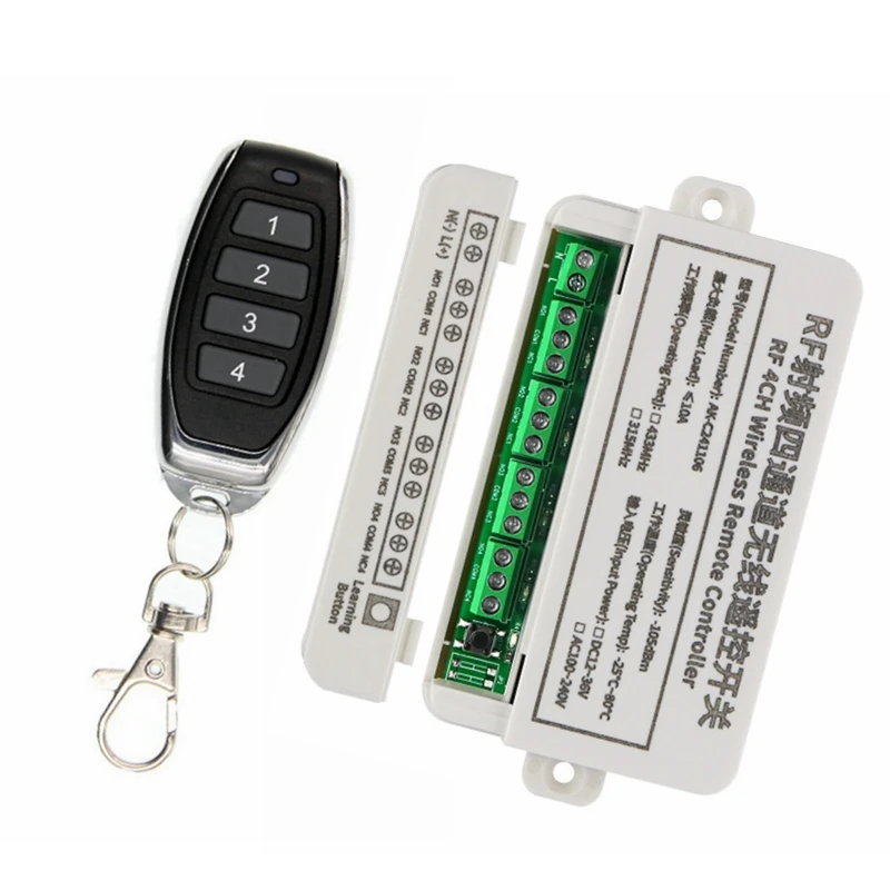 

Интеллектуальный беспроводной пульт дистанционного управления, 12 В постоянного тока, 24 В, 36 В, широкое напряжение, 4-канальный повторитель, мотор управления, электромагнитный клапан и инди