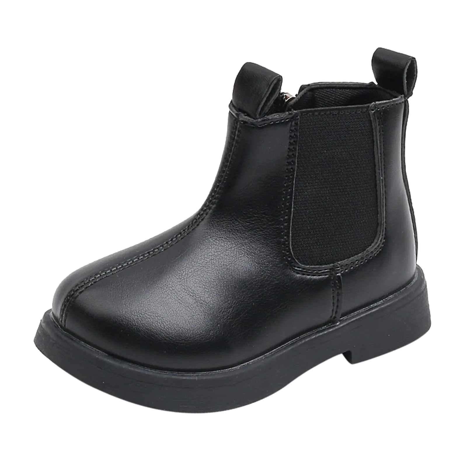 Botas de couro confortáveis antiderrapantes infantis, sola de borracha macia, botas de zíper, sapatos casuais para meninas, crianças, outono, inverno, novo