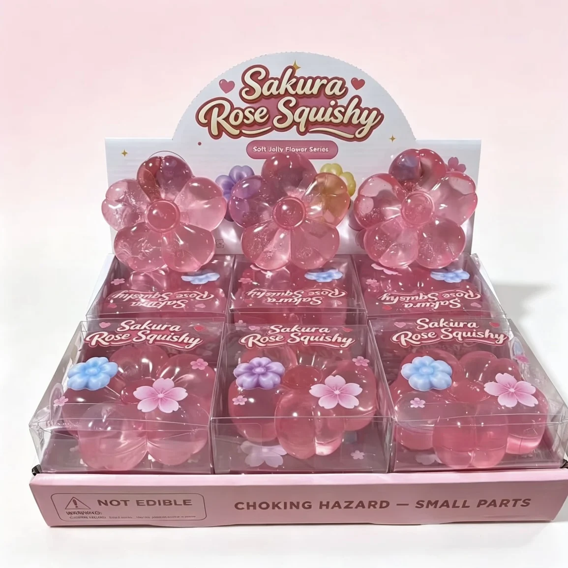 Sakura Rose Flower Jelly Squishy Soft Squeeze Fidget Toy Stress Relief Sensory Decor Creative Tabletop Ornament & Souvenir Gift