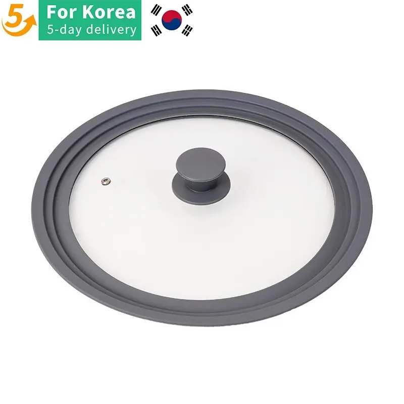 Silicone Rimmed Glass Pan Lid - Spill and Cover for Versatile Home Cooking Pans Shatter-Proof Tempered Glass