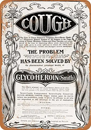 Metal Sign - 1901 Glyco-Heroin for Cough - Vintage Look Wall Decor for Cafe Bar Pub Home Beer Decoration Crafts