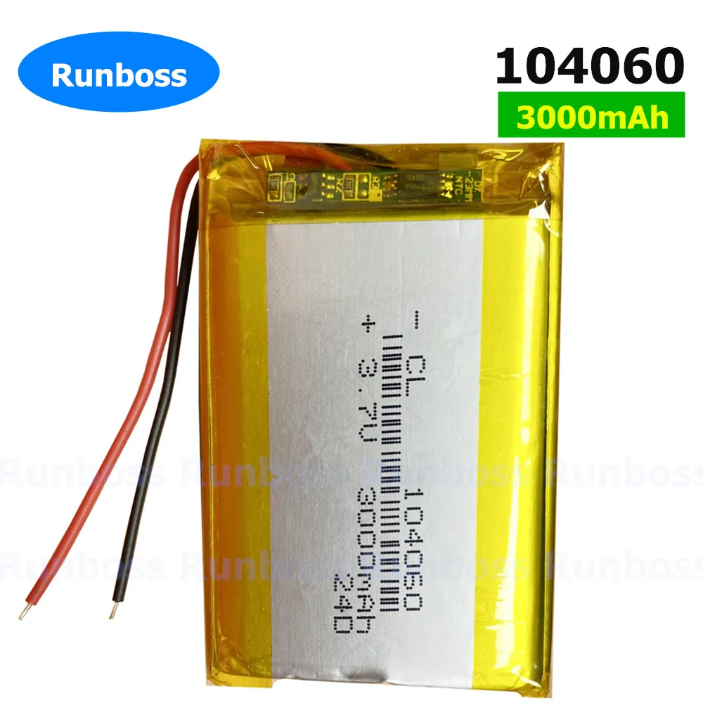 3.7V 3000mAh 104060 lipo polymer lithium Rechargeable battery cells for GPS power bank Tablet PC PAD PDA Laptop speaker recorder