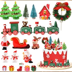 18pcs Christmas Cake Decoration Merry Christmas Cake Topper Party Cake Supplies With Train Christmas Tree Santa Sleigh Reindeer