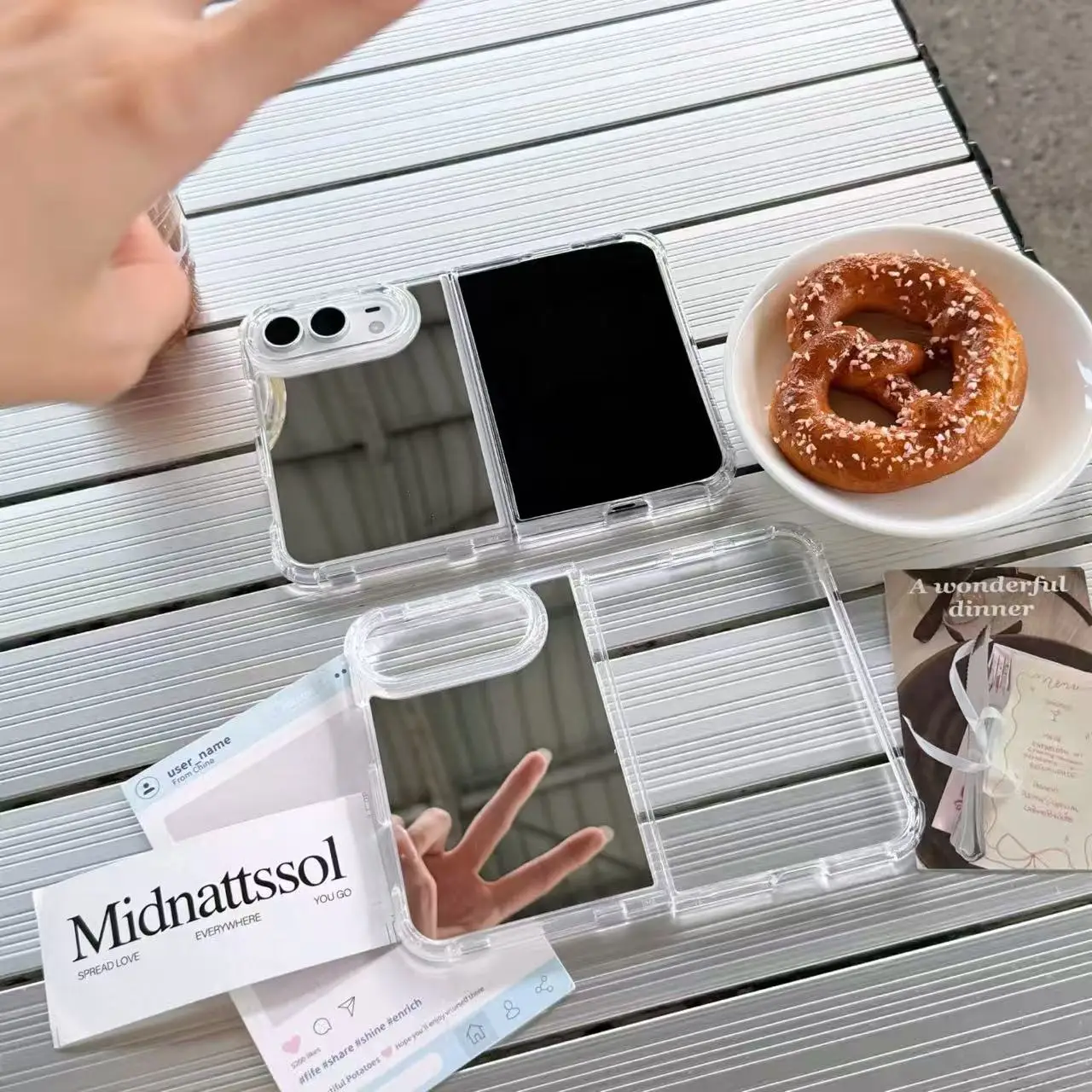 For iPhone Duo 18 Fold Luxury Acrylic Hard Mirror Phone Case for iPhone DUO 18fold Makeup Mirror Shockproof Airbag Edge Cover