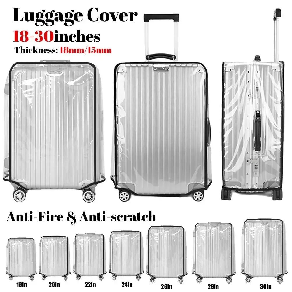 

18-30inch Luggage Cover Full Transparent Protector Waterproof Thickened Suitcase Cover PVC Rolling Cover for Traveling Suitcase
