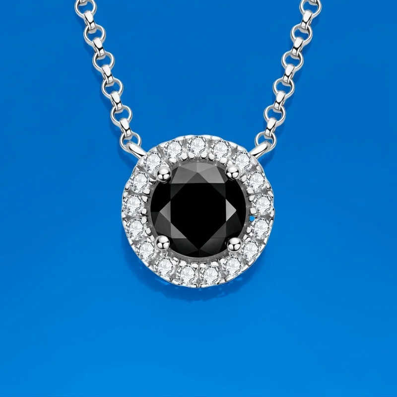 

Moissanite Black Onyx Lockchain Necklace S925 Silver European Luxury High Fashion GBA Certified Exquisite Free Gift Box Women