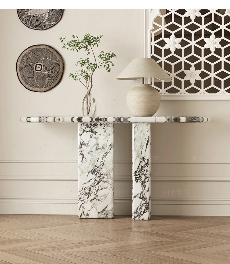 

High-End Marble Porch Table Home Wall French Entry Lux Console Tables Storage Stand