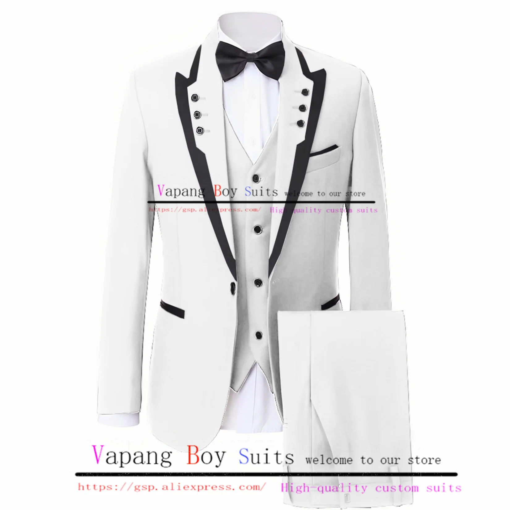 

Suit for Boys Jacket Pants Vest 3 Piece Lapel Blazer Wedding Tuxedo Fashion Slim Fit Party Dress Kids Blazer Set