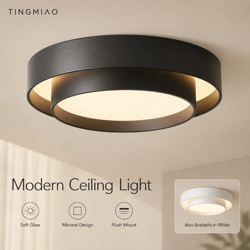 

2026 White Black Modern LED Ceiling Lights for Living Room Bedroom Dining Room Dimmable Lamp Indoor Round Sqaure Fixtures