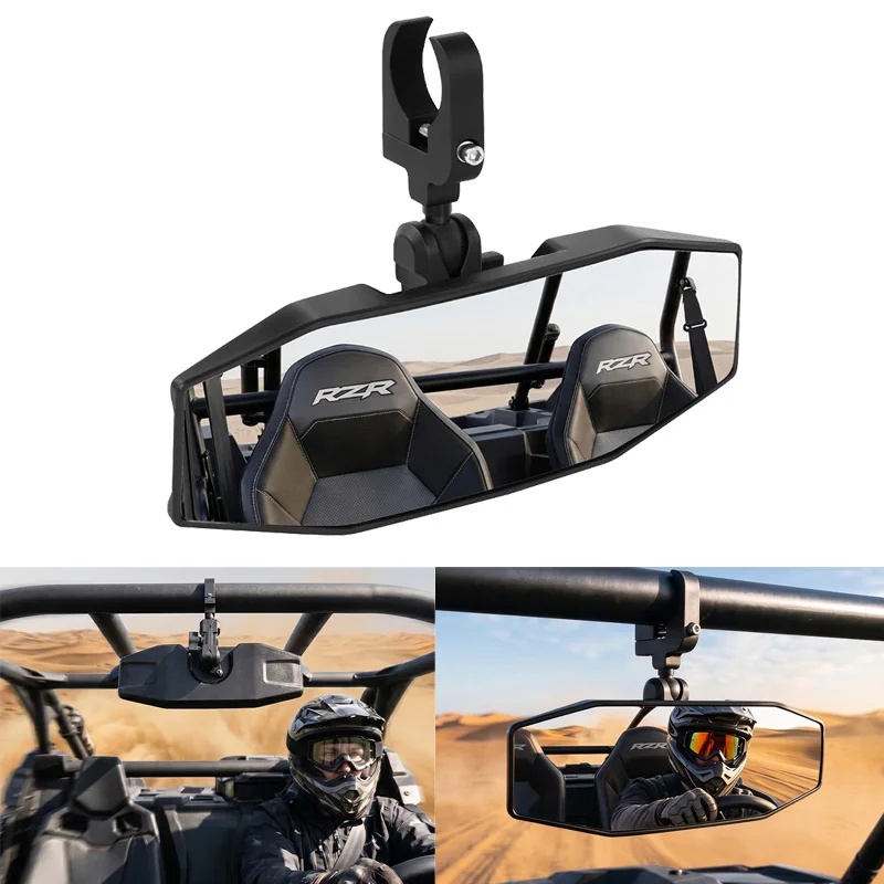 UTV Center Rearview Mirror 1.5-2 Inch Roll Cage Bar Convex Mirror Adjustable For Polaris RZR Can Am X3 Honda Pioneer Talon