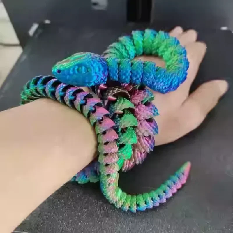 3D Printing Animal Toy Ornaments Movable Length 82cm Variable Simulation Snake Creative Toy Home Decor Silk Gradient Color