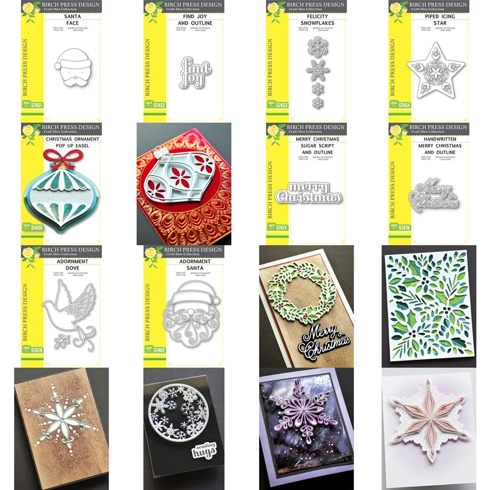 

2022 DIY Birch Press Design Layer Cutting Dies Snowflake Santa Claus Scrapbooking For Paper Hot Foil Embossing Frame Card Craft