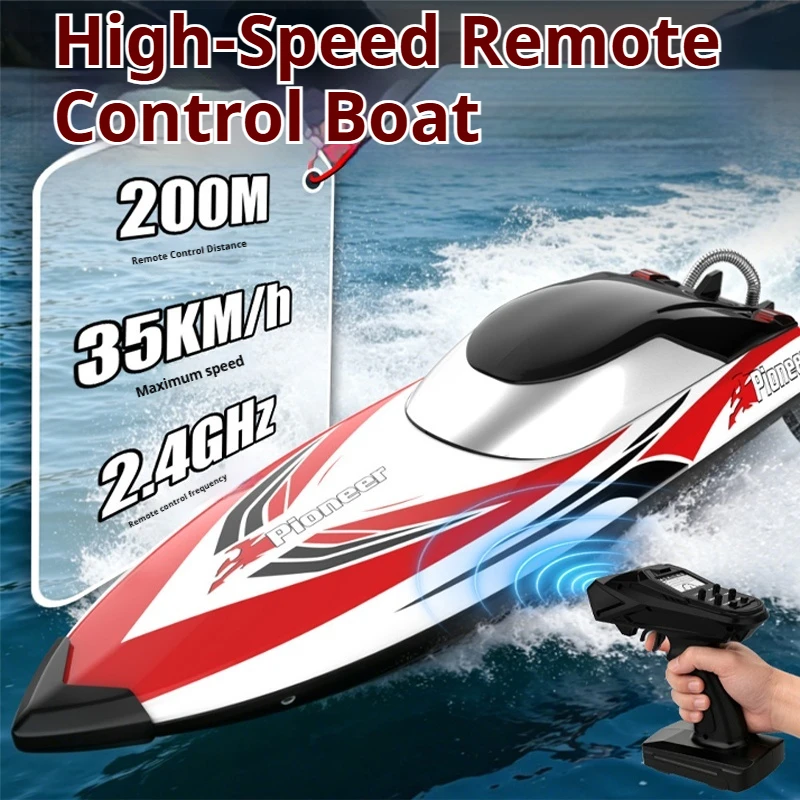 

V007 High Speed Rc Boat Led Lights Brush Motor 150m Control Distance Over Range Warning Water Induction Outdoor Racing For Men