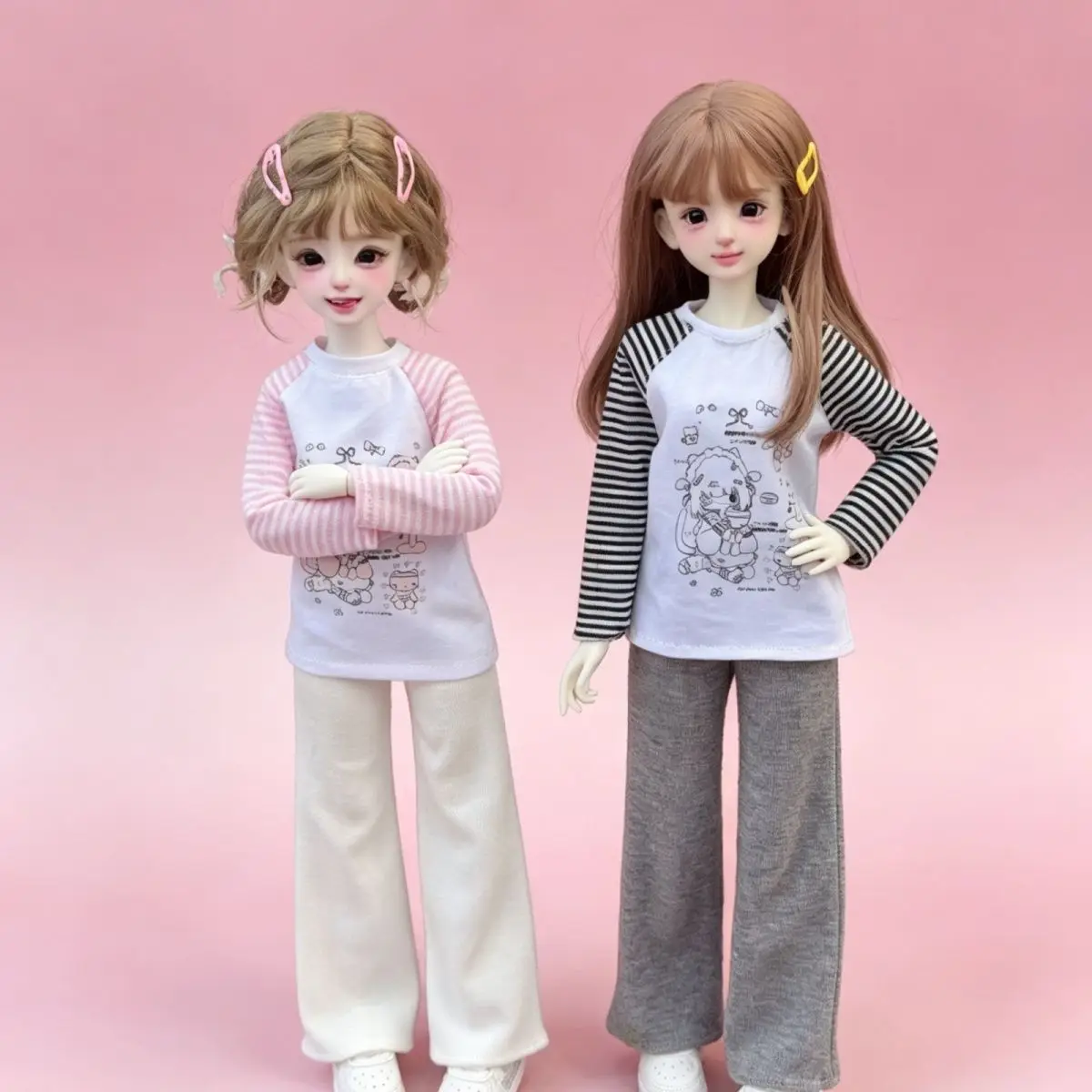 

Комплект одежды для кукол 1/6 1/4, подходит для BJD кукол 30/45 см: полосатая футболка + брюки, повседневный наряд, аксессуары для кукол (кукла в комплект не входит)