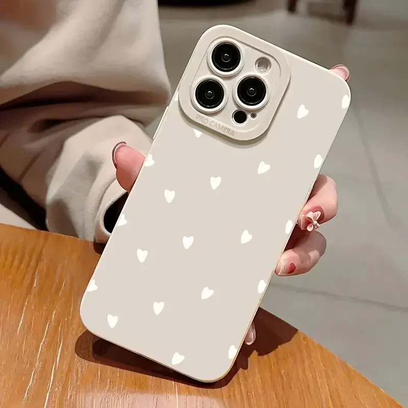 Cute Little Hearts Print Phone Case For iPhone 15 Pro Max 14 13 12 11 XS XR X 7 8 15 Plus SE 2020 Shockproof Soft Silicone Cover