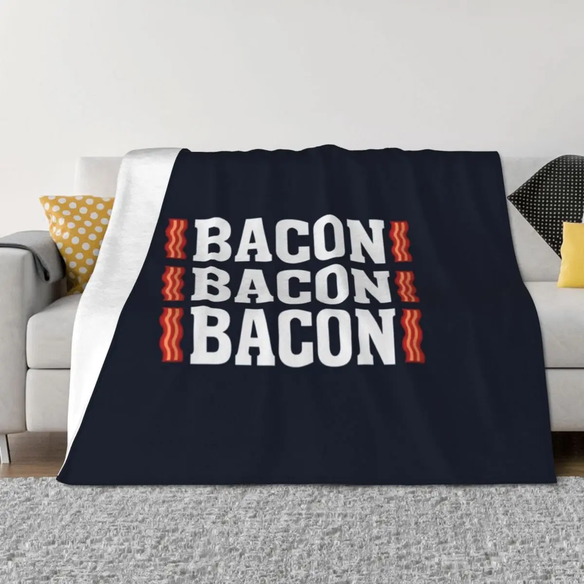 

Bacon Bacon Bacon Funny Lover Throw Blanket Soft Beds Luxury St Beach Bed linens Blankets