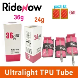 Ridenow-tubo interior ultraligero para bicicleta de carretera, tubo de TPU de 700x18, 25, 28, 32, 35, 38C, 45, 65, 85mm de longitud, válvula francesa, 700C, 28 pulgadas