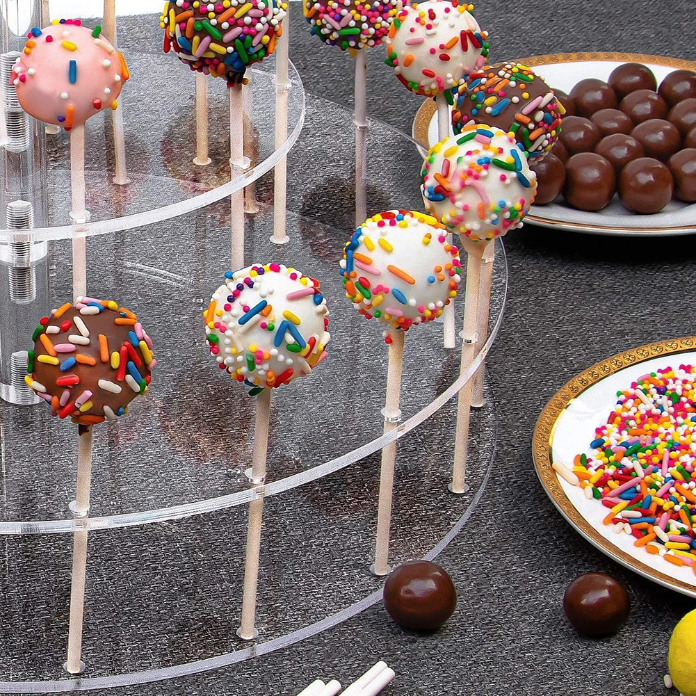 3Tier Cake Display Stand with 30 Hole Slots for Lollipop Presentation Clear for acrylic Material for Weddings and Parties