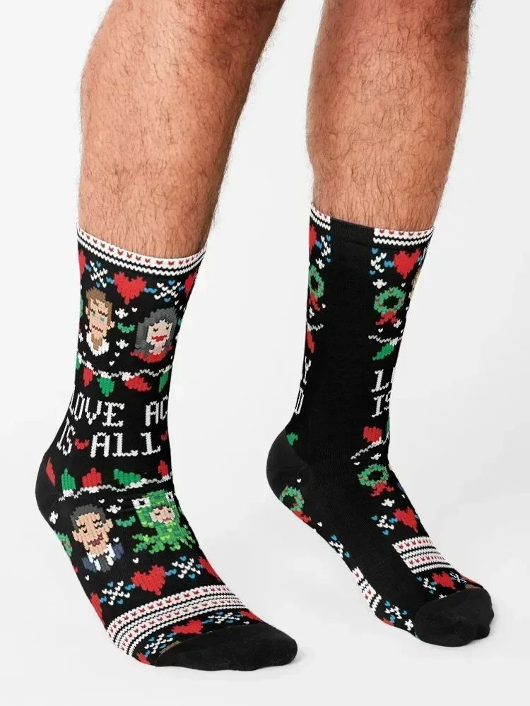 خمر هدية الحب في الواقع عيد الميلاد القبيح أفضل الرجال النساء الجوارب الكثير المضادة للانزلاق كرة القدم مصمم رجل الجوارب النسائية