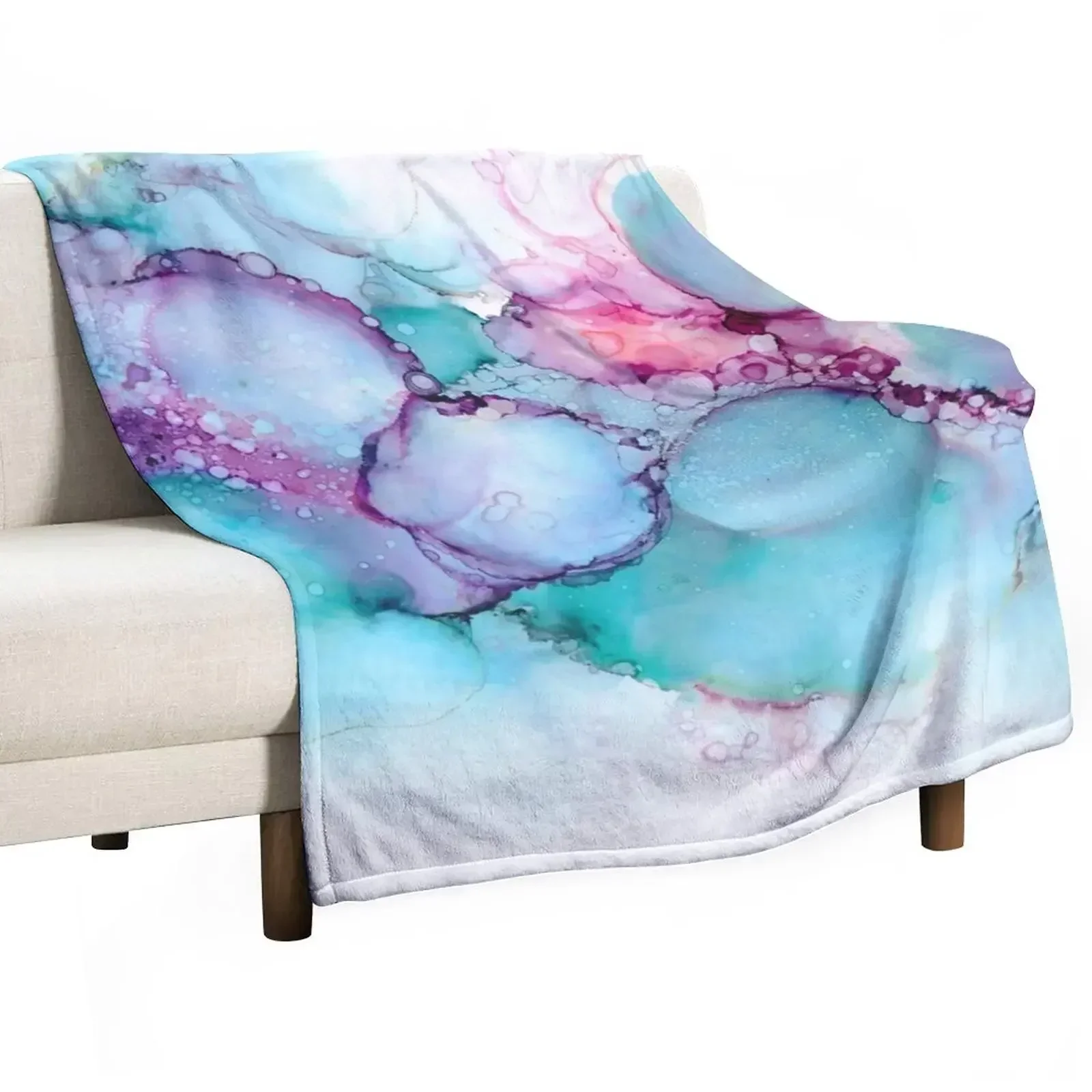 

Dreamy pastel bubbles | alcohol ink art Throw Blanket Multi-Purpose Furrys Blankets