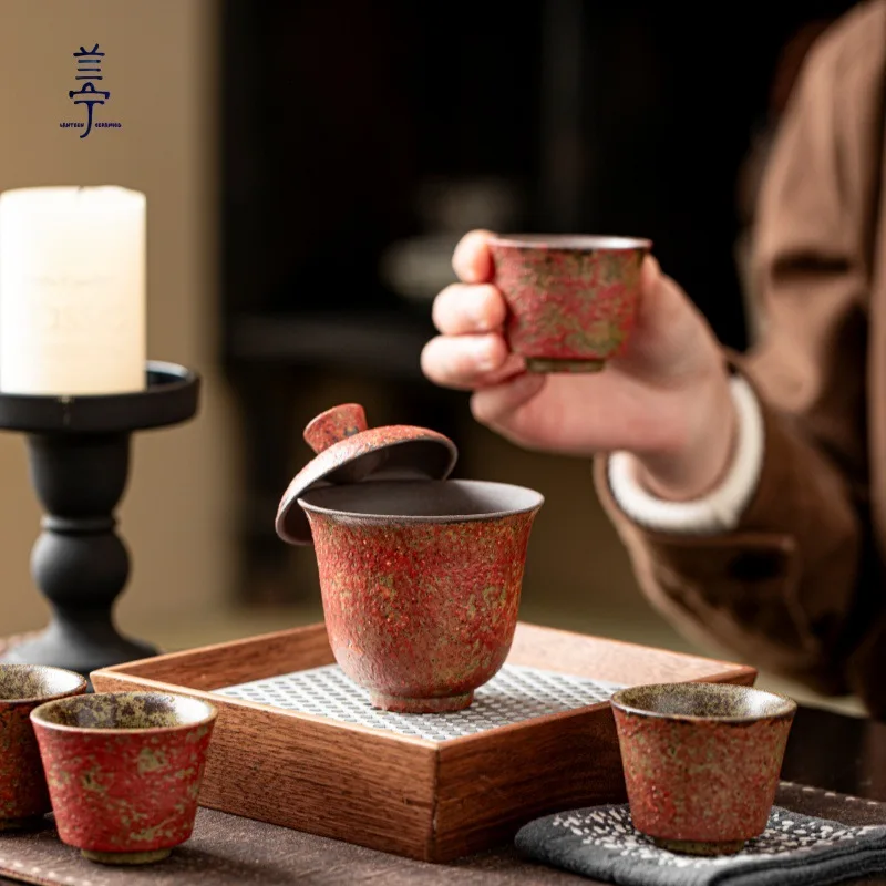 Manshan Hong Jun Gong Cup Old Rock Clay Covered Bowl Can Be Suspended Without Getting Hot Tea Brewing Bowl Ceramic Kung Fu Tea S