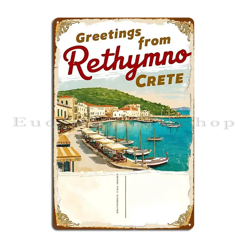 ريثيمنو كريتي اليونان بطاقة بريدية خمر الرجعية السفر خمر لوحة معدنية تخصيص جدار جدارية جدار اللوحة تصميم تين تسجيل ملصق #1