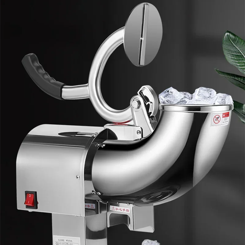 110V/220V Stainless Steel Ice Crusher, 100KG/H Multifunctional Commercial Electric Ice Shaver, 2 Blades Slush Machine