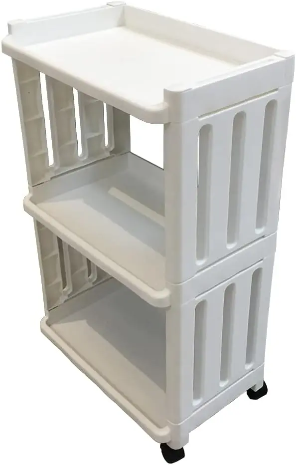 

Rolling Storage Utility Cart Slim Organizer Shelf with Wheels 3 Tier Narrow Places Mobile Shelving Unit Tower Rack for K