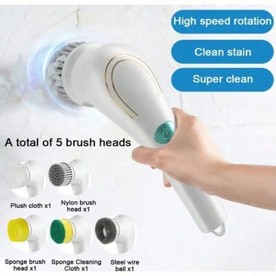 Effortless Cleaning Tool! Electric Design With Brush Head Button, Easy To Handle Stubborn Stains With Home Cleaning Brush, Super Convenient For Bathroom And Kitchen Cleaning Home Cleaning Party Cleaning Valentine'S Day Valentines Cleaning Supplies