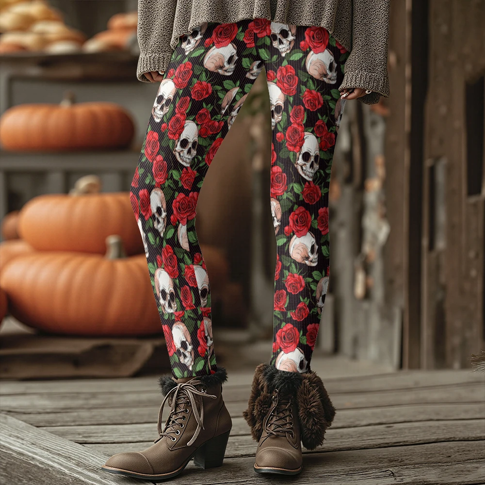المرأة طماق الشتاء السميكة مع طباعة الخفافيش هالوين القوطي الشرير نمط الجوارب الحرارية روك شارع نمط السراويل الموضة حجم كبير