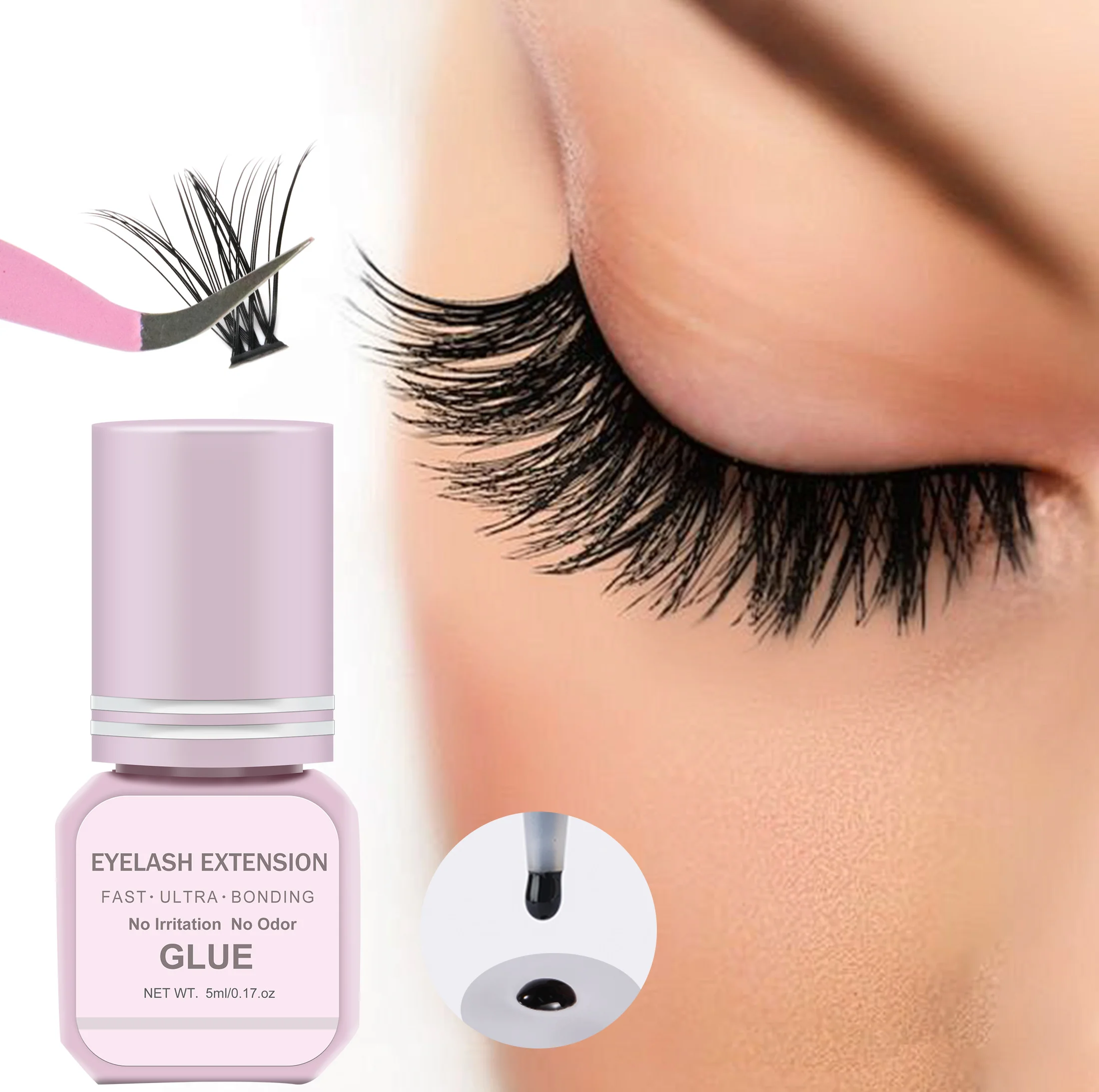 5ML long-lasting 7-day eyelash extension glue, odorless, low irritation, waterproof, eyelash extension glue for personal use.