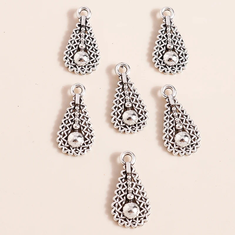 Leslie 50 Stück 17 x 9 mm antik versilbert Tropfen-Charms für Schmuckherstellung, Frauen, Wassertropfen-Anhänger, Halskette, DIY-Ergebnisse – Detail 4