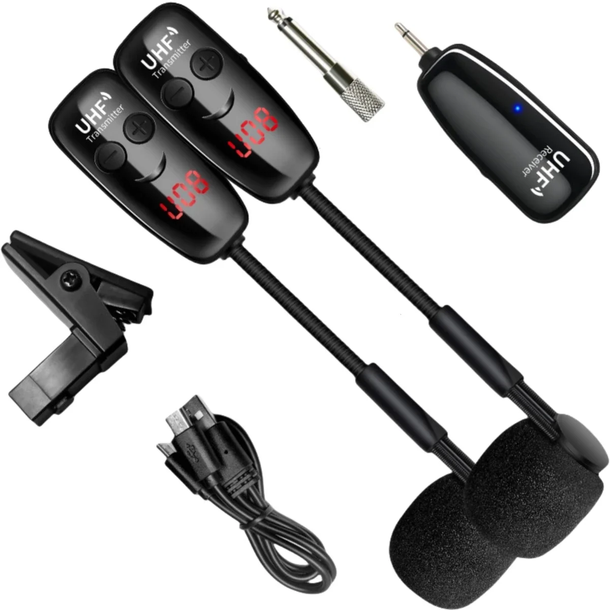 

Wireless Microphone Receiver High Quality UHF For Sax Trumpet Wireless Microphone Set Rotatable Clip Rechargeable Battery