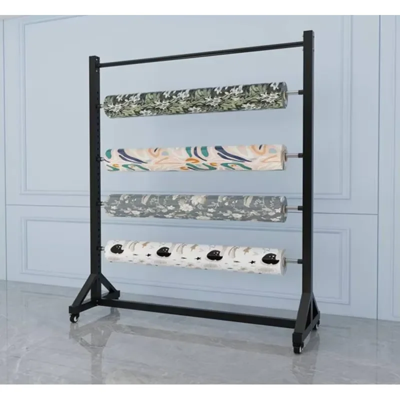 Durable 5-Layer Steel Roller Rack Strong Capacity Stand Display for Clothing Fabric High-Durable Textile Cloth Rack