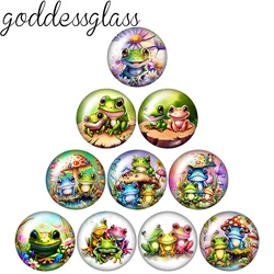 New cute Rainforest Frogs mushroom frog 10pcs 12mm/18mm/20mm/25mm Round photo glass cabochon demo flat back Making findings