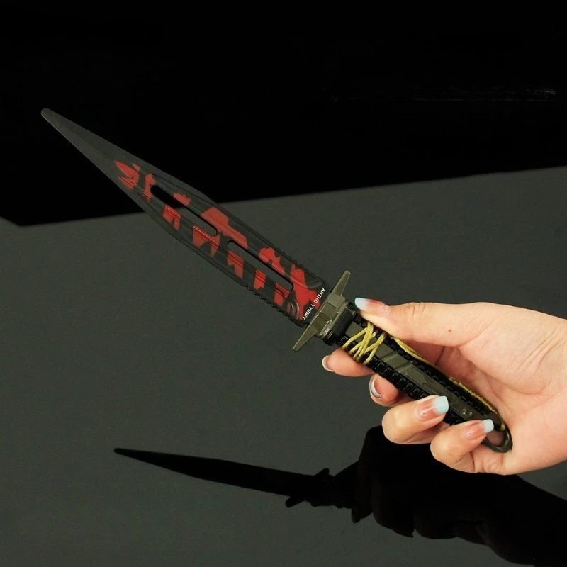 27 cm/10.63in Arena Breakout Game Randapparatuur Grote Overwinning Dolk Zwart Metalen Model Legering Speelgoed Wapen Ornamenten Collecties Geschenken