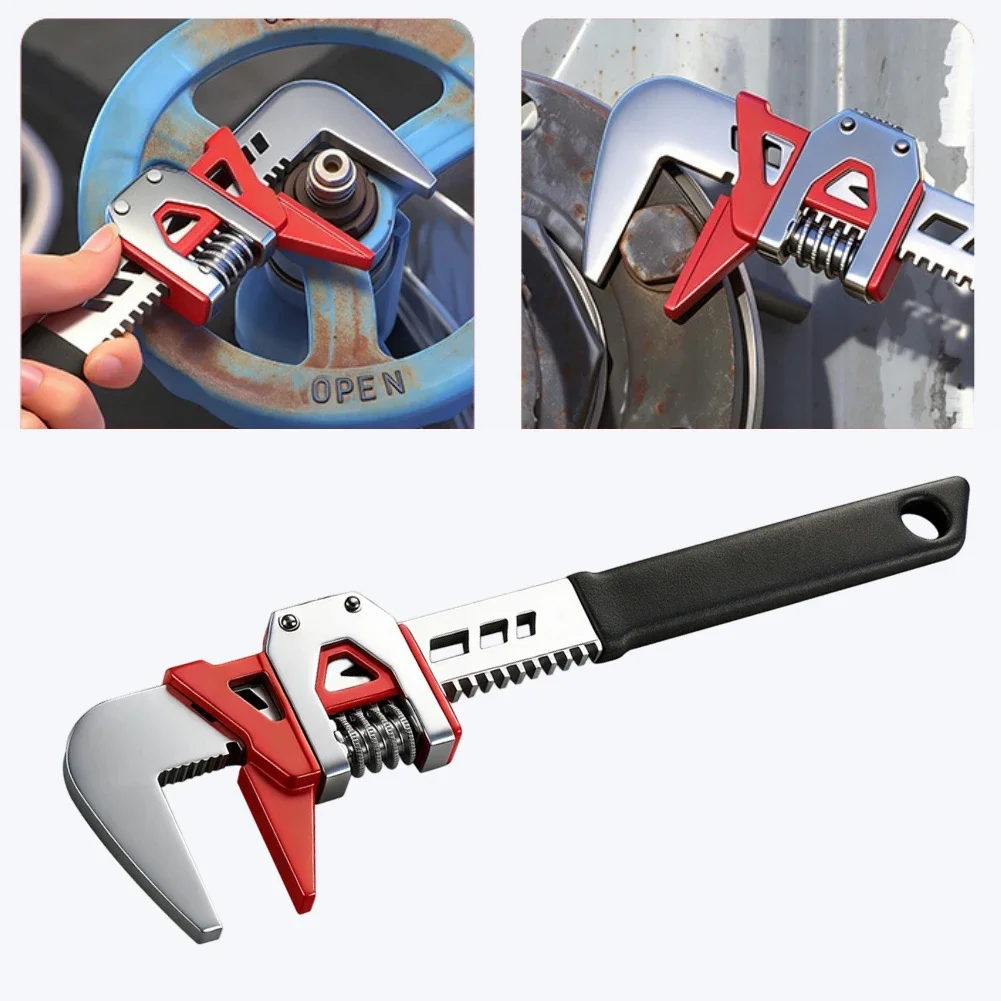 Heavy-Duty Adjustable Pipe Wrench 12-Inch 0-75mm Wide Opening Quick Release For Plumbing Valves Nuts And Workshop Tasks