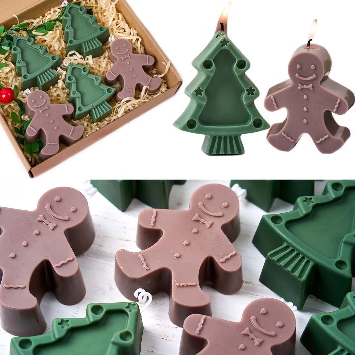 Weihnachten Serie Silikon Kerze Form DIY Cartoon Lebkuchenmann Weihnachtsbaum Seife Formen Gips Harz Handwerk Machen Wohnkultur