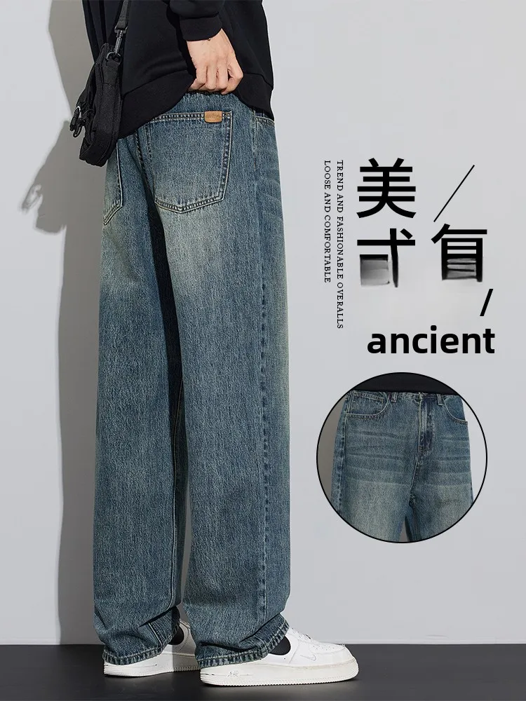 

Retro Straight Leg Men's Jeans Casual High Street Spring Autumn Style Loose Fit Cotton Denim Pants Youth Casual Wear