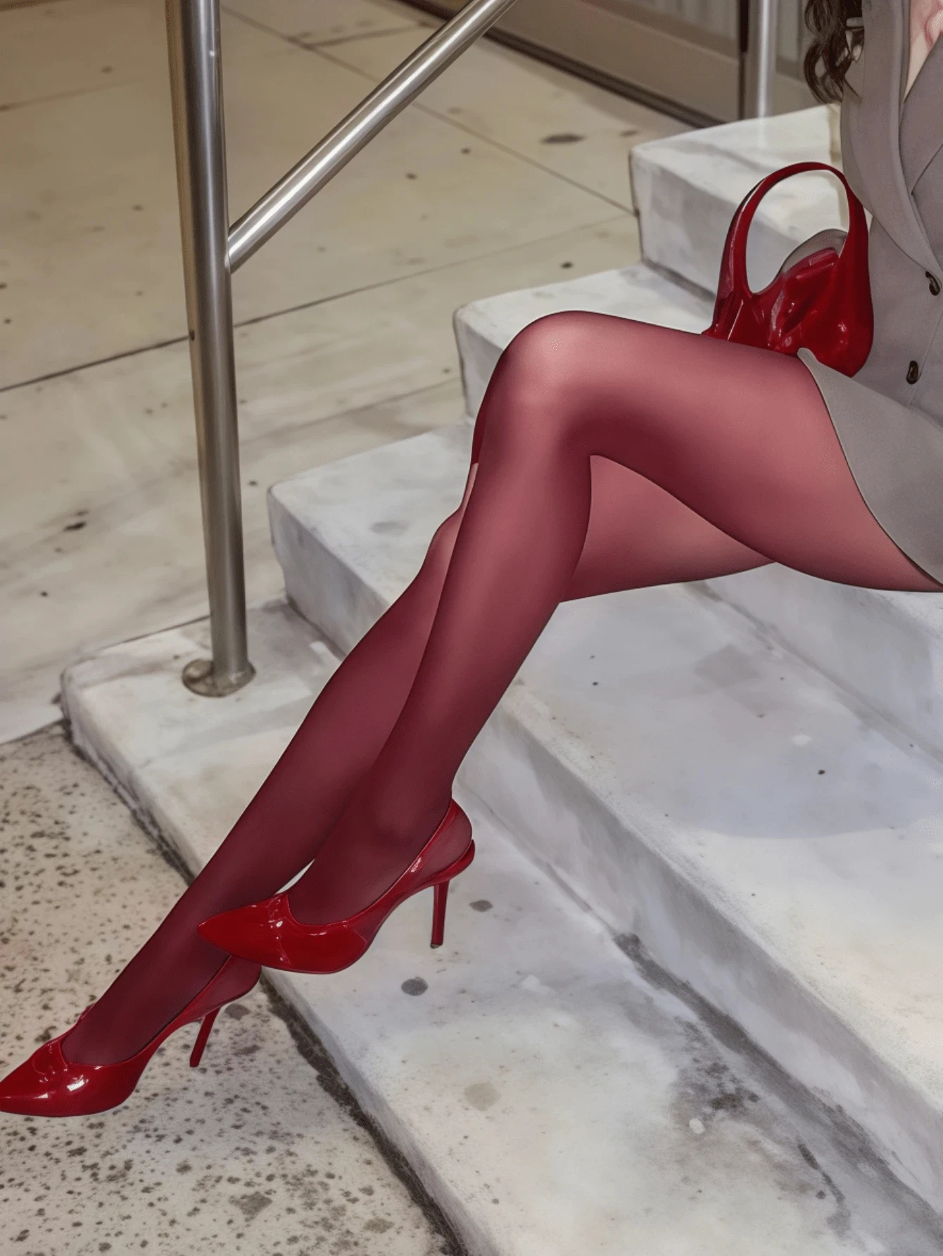 

Women's Glossy Burgundy Opaque Tights High Stretch Solid Color Footed Pantyhose for Party & Evening Wear
