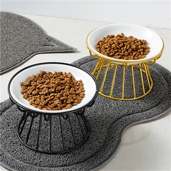 Ceramic Raised Pet Bowl Food Water Treats For Cats & Dogs Supplies Outdoor Feeding Drinking Accessories Doggie Cat Stand Bowl