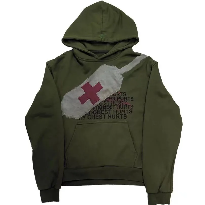 

New 2026 Cross Printed Hoodie Sweatshirt Head over Shoulder Bag Customizable Design Long Sleeve Men's Regular Thickness