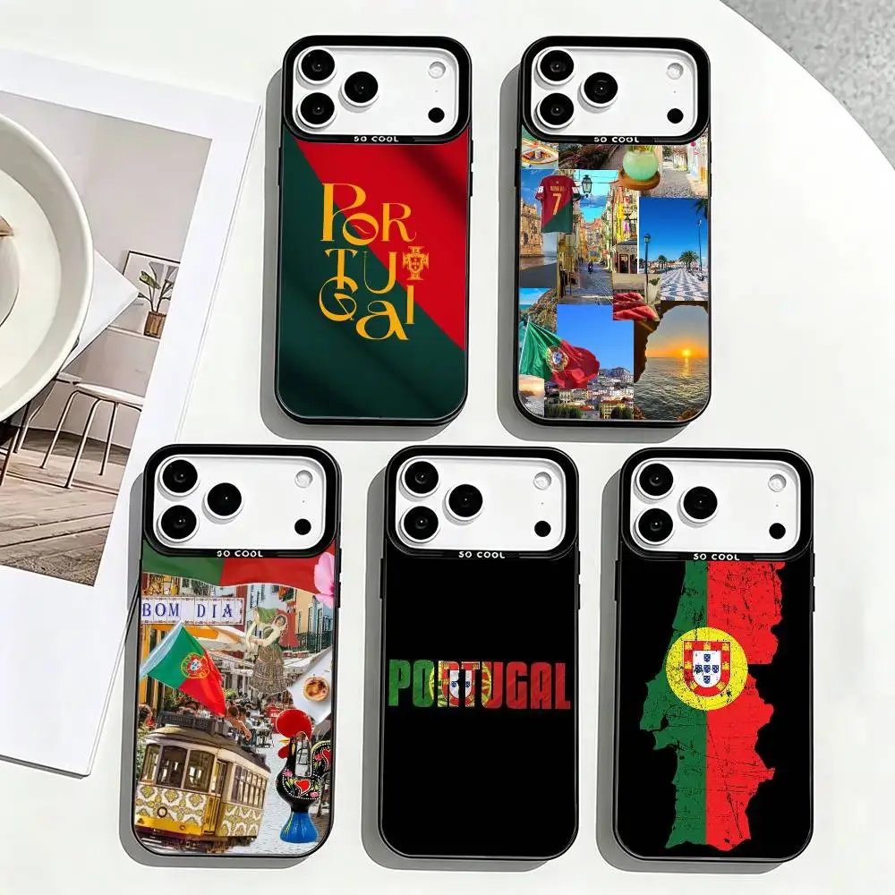 

P-Portugal Culture Art Phone Case For iPhone 17,16,15,14,13,12,11 Plus,Pro Max,XS,Colorful Silver Phone case Funda Cover