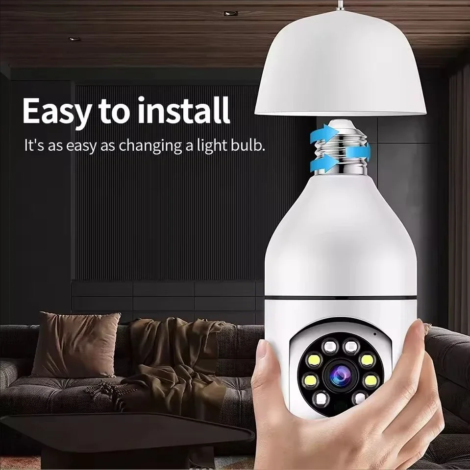 E27 Bulb Surveillance Outdoor Security Camera Automatic Night Vision Color Indoor Motion Detection Focus Zoom WiFi Camera