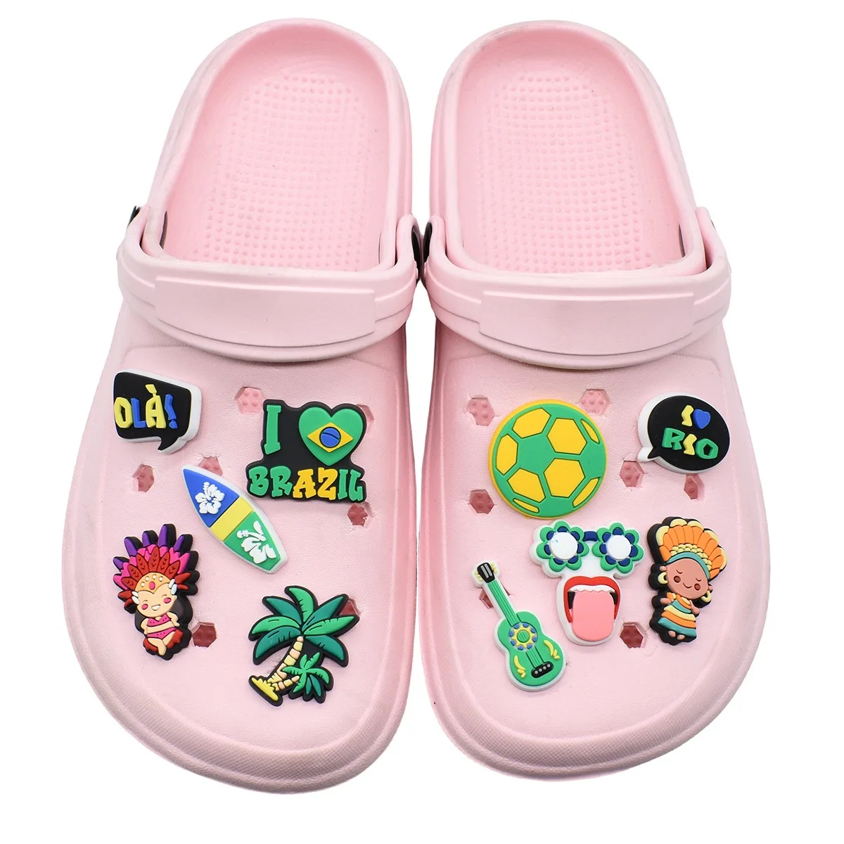 28pcs brazil footbal Shoe Charms Brazil Shoes Accessories Decoration Buckle Fit Clog Sandal Wristband For Christmas Birthday