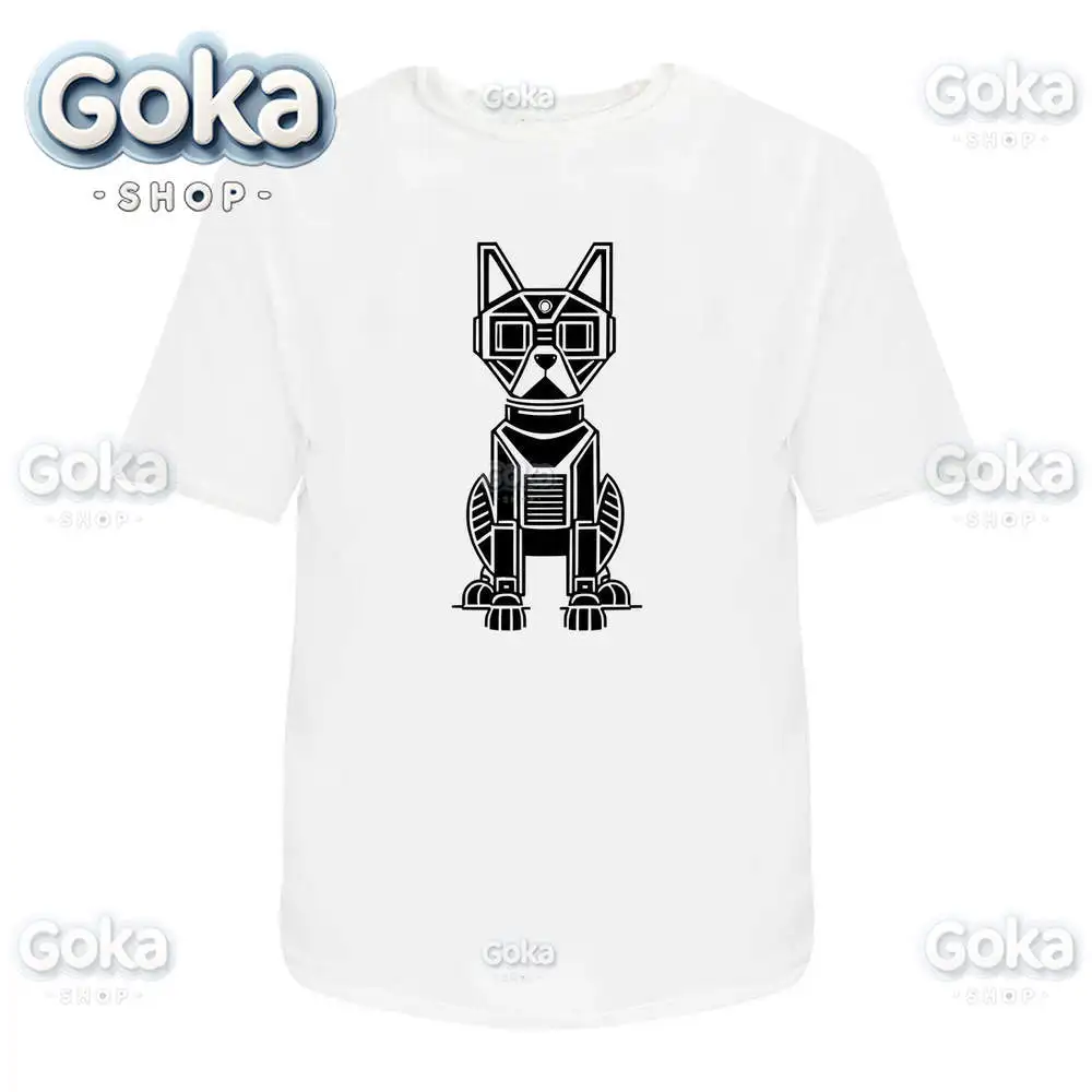 Cyborg Dog Graphic T Shirts Mens Clothing New in Tops & Tees Cotton Women Printed T-shirt Y2K Clothes Cute Funny Tshirt