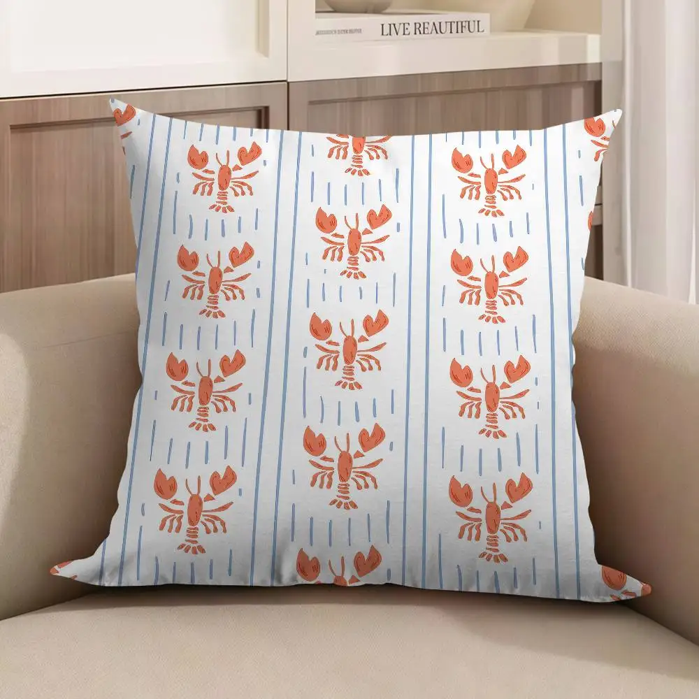 

Lobster Stripes Stitch Lucky Dragon Pillow Cover Sofa Cushion Cover Home Room Decoration Children Gift
