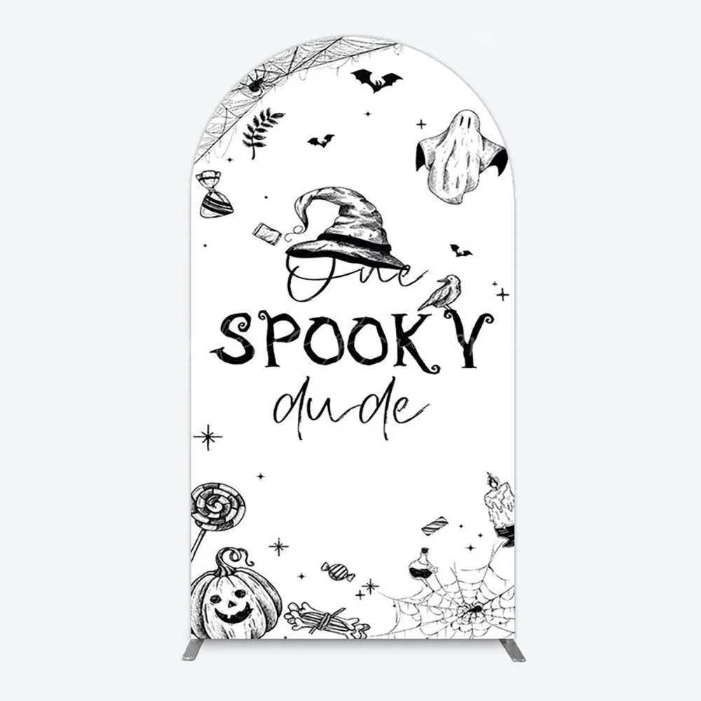 

Фон One Spooky Dude Arch для мальчика, вечеринка в честь первого дня рождения, Хэллоуин, призрачный эскиз, украшения в художественном стиле, фотобудка